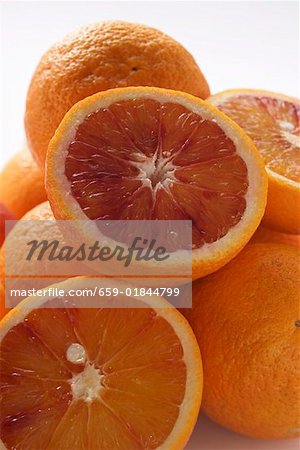 Whole and half blood oranges