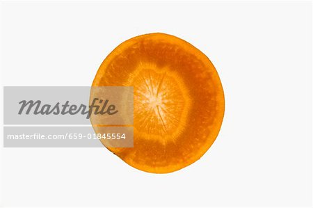 Slice of carrot (cross-section), backlit