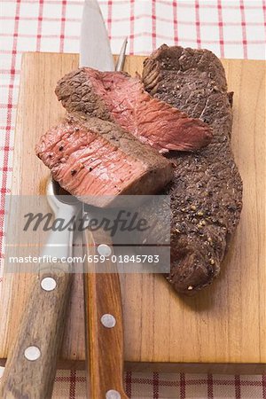 Beef steaks, partly sliced