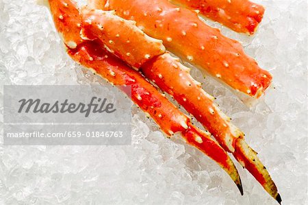 King crab legs on ice