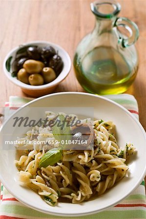 Fusilli with sardines and basil