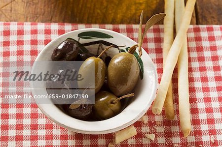 Olives and grissini