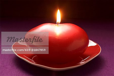 Red candle for Valentine's Day