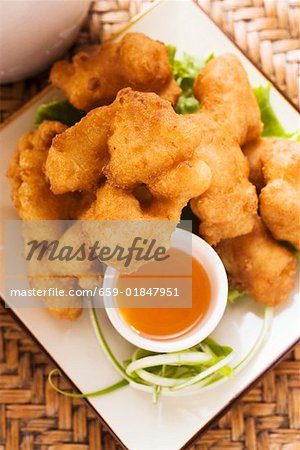 Asian chicken nuggets with apricot sauce