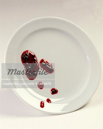 Blobs of jam on a plate