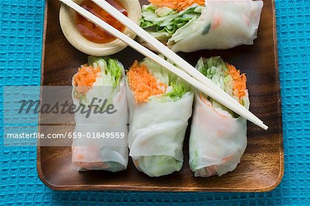 Vietnamese rice paper rolls with vegetable filling