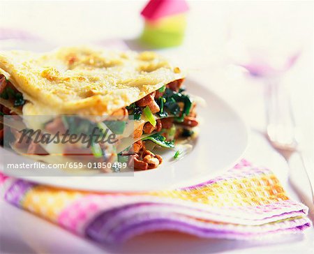 Lasagne aux épinards et girolles