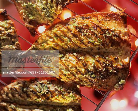 Grilled mackerel with herbs and garlic