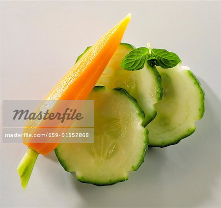 Cucumber slices and carrot