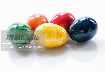 Five coloured eggs