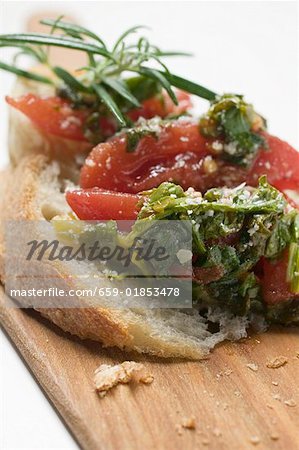 Chard and tomatoes on white bread