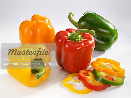 Red, green, yellow and orange peppers