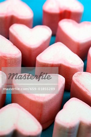 Pink and white marshmallow hearts