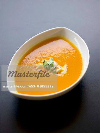 Carrot soup in a small bowl