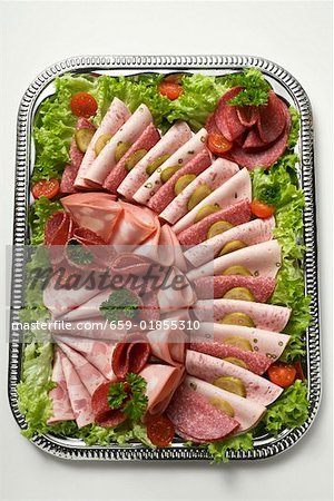 Cold cut platter with salad garnish