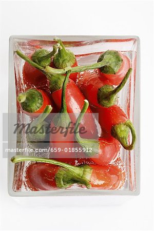 Chillies in a dish of water