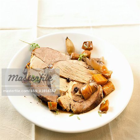 Leg of lamb (Heidschnucke, moorland sheep) with root vegetables