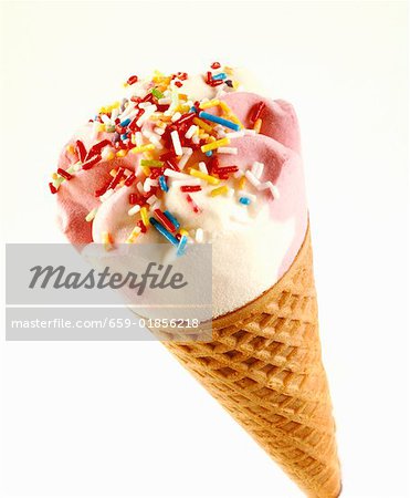 Strawberry and vanilla ice cream with sprinkles