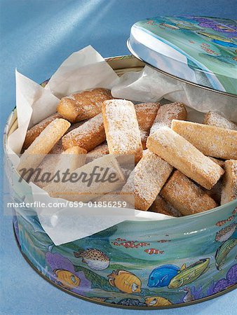 Shortbread biscuits in a biscuit tin (UK)