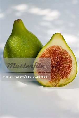 A whole and a half green fig