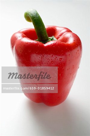 Red pepper with drops of water