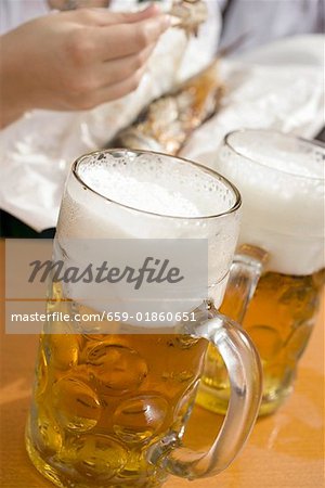 Litres of beer & Steckerlfisch (fish on stick, Oktoberfest, Munich)