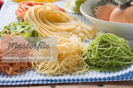 Home-made pasta with ingredients