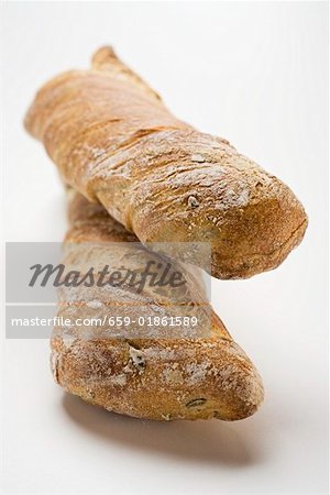 Two rustic baguettes