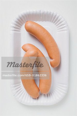 Frankfurters on paper plate