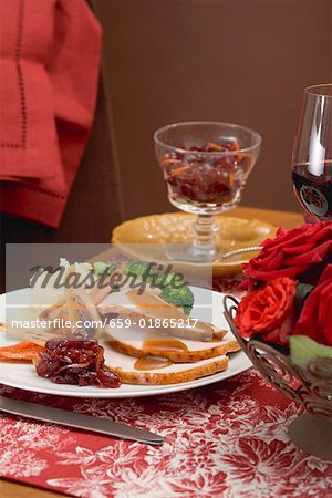 Turkey breast with accompaniments for Thanksgiving (USA)