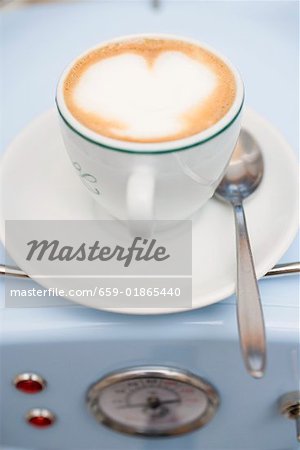 Cup of cappuccino with heart-shaped milk froth Cup of cappuccino with heart-shaped milk froth