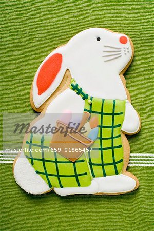 Biscuits de Pâques (Easter Bunny) sur tissu vert