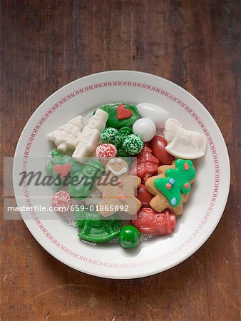 Christmas biscuits and sweets on plate