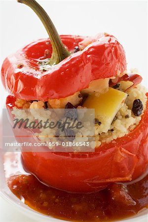 Red pepper stuffed with couscous