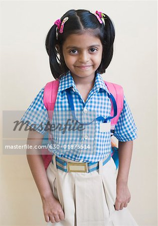 Portrait of a schoolgirl smiling