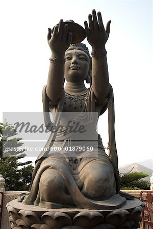 Statue dans le monastère de Po Lin, Ngong Ping, l'île de Lantau, Hong Kong, Chine