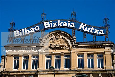 Bilbao Bizkaia Kutxa Sign, Kutxa Market, Casco Viejo, Bilbao, Basque Country, Spain
