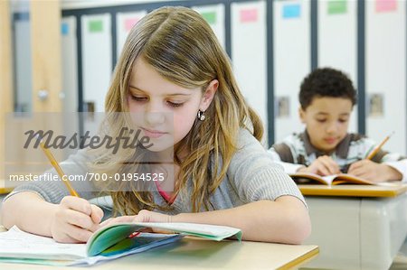 Students in Classroom, Doing School Work