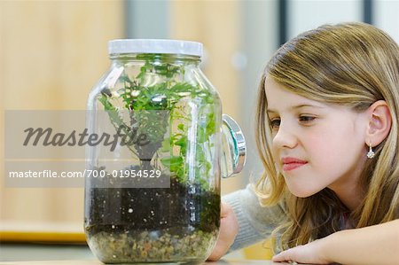 Student in Classroom, Examining Ecosystem Project