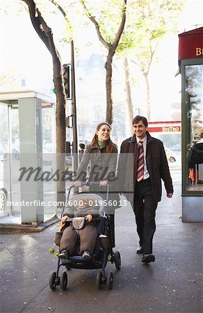 Family Walking Outdoors, Paris, France