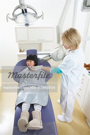 Girl Receiving X-Ray at Dentist