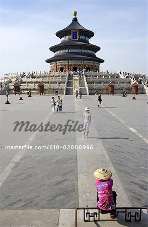 Chine, Beijing, Temple du ciel, hall de prière pour les bonnes récoltes, touristes, prenez une photo d'eux-mêmes
