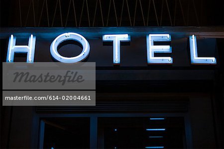 Neon sign for a hotel