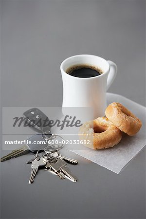 Keychain with Coffee and Doughnuts