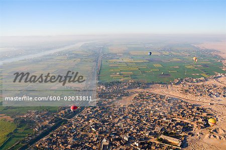 Hot Air Balloons Over the West Bank of Luxor, Egypt