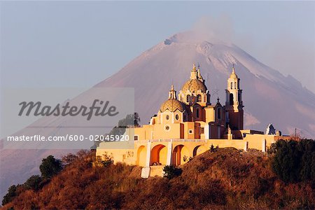 Church of Nuestra Senora de los Remedios by Popocatepetl Volcano, Cholula, Mexico