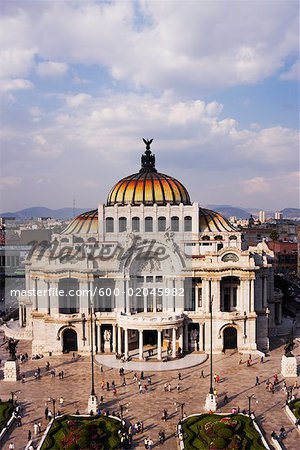 Luftbild des Palacio de Bellas Artes, Mexiko-Stadt