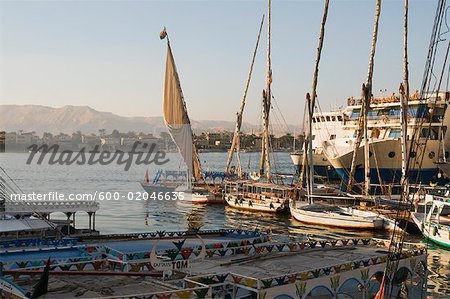 Boats on Nile, Luxor, Egypt