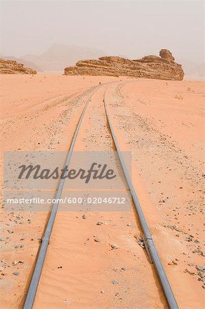 Railway Tracks in Desert, Wami Rum, Jordan