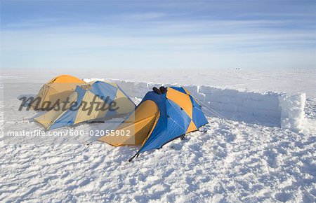 Camping on Ross Ice Shelf, Ross Island, Antarctica